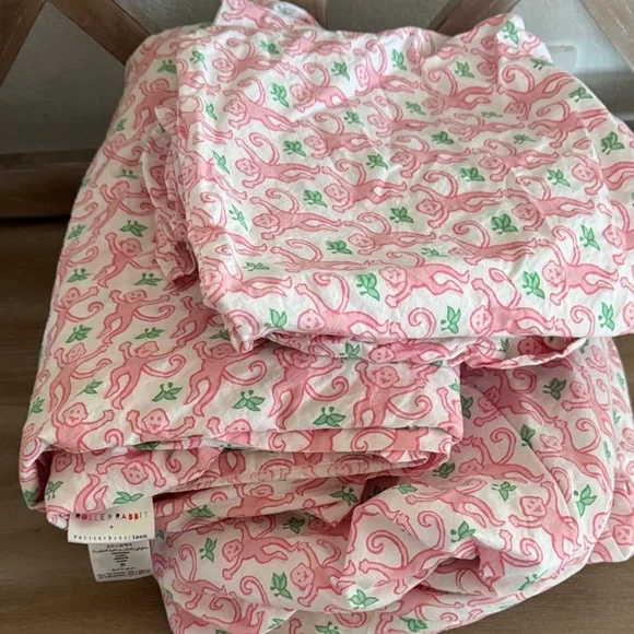 Pottery Barn Teen x Roller Rabbit Monkey Print Queen Sheet Set - Picture 5 of 5